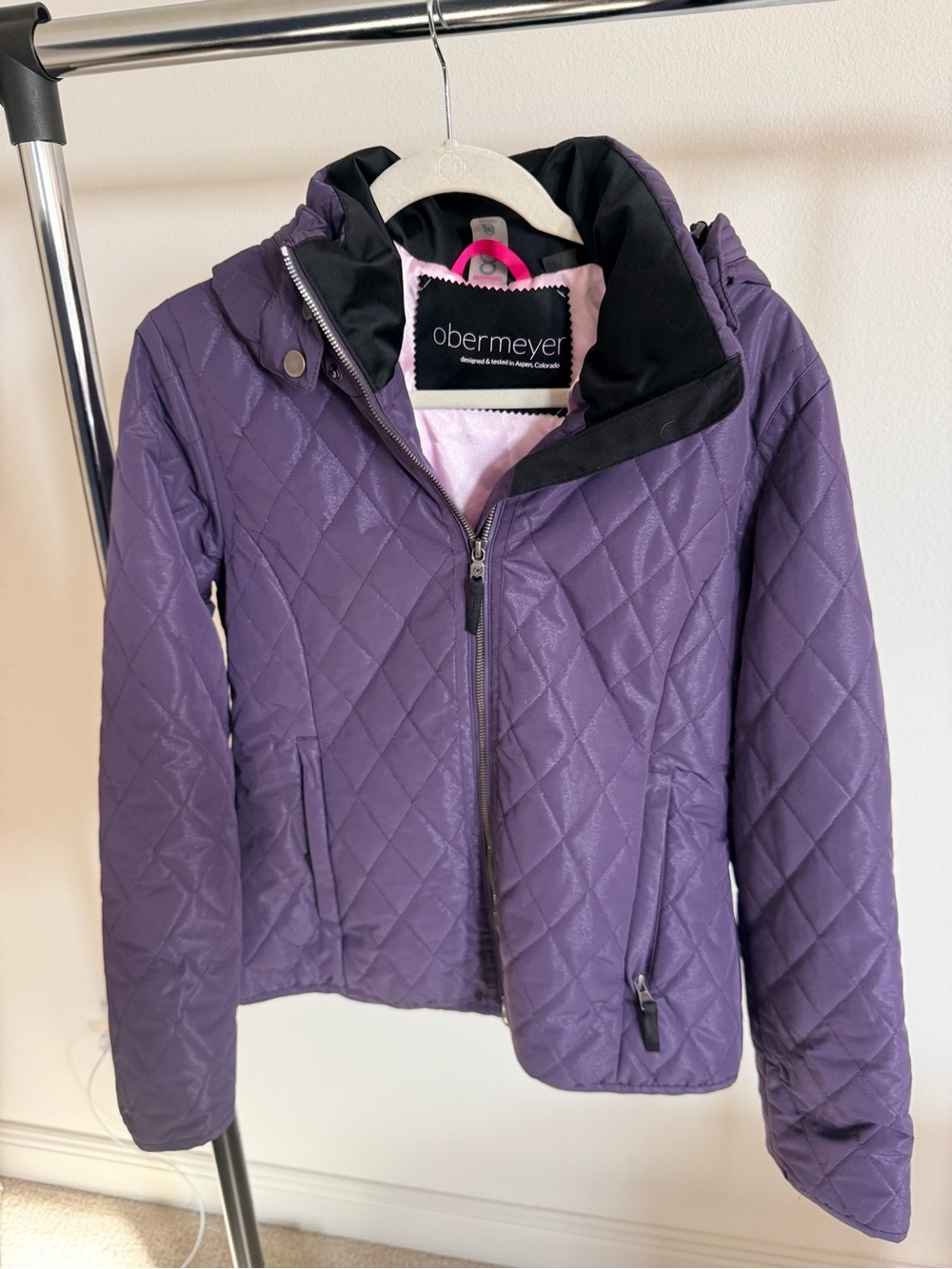Obermeyer Purple Quilted Jacket with Black Collar